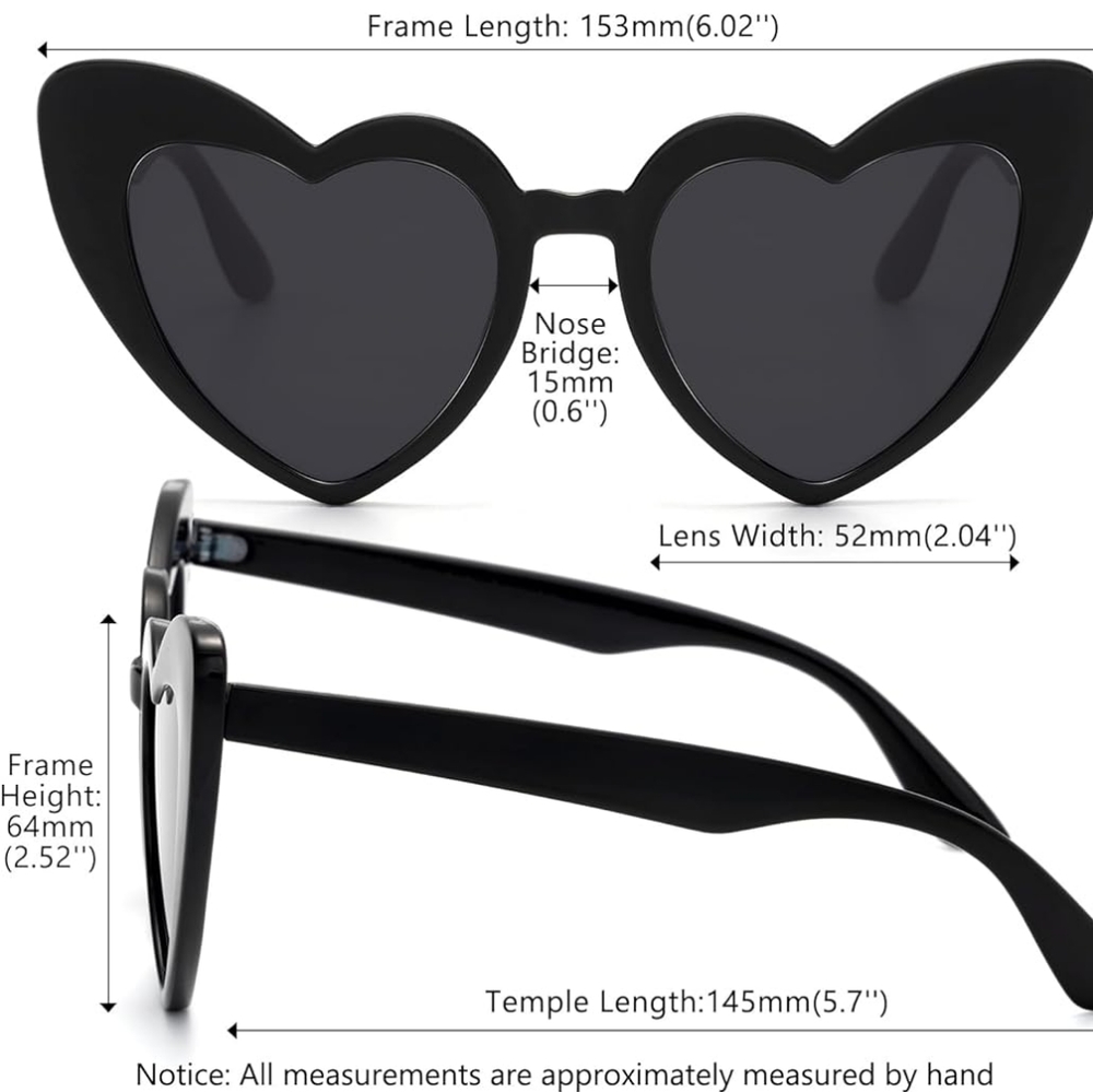 Heart Sunglasses Women CatEye Vintage Style Halloween Party Summer Vacation NWT